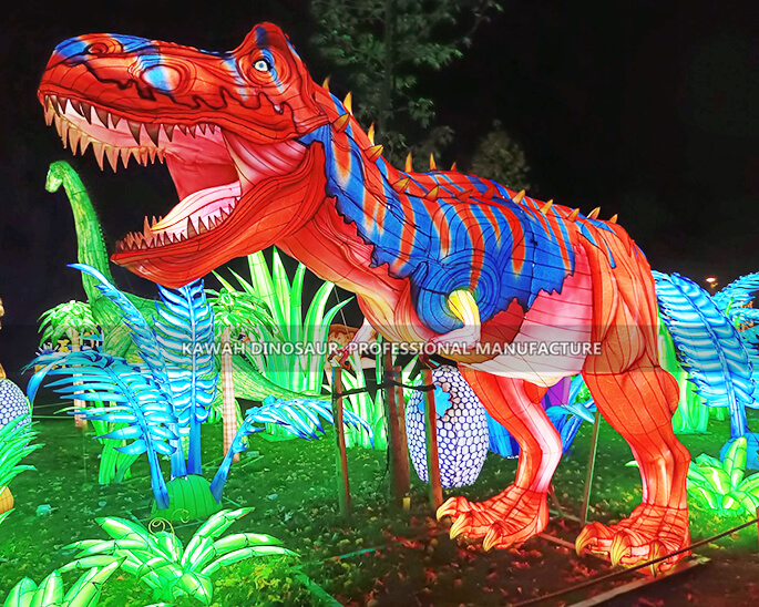 Colourful Huge T-Rex Lanterns With Movements Dinosaur Lantern Show China Factory Sale CL-2647