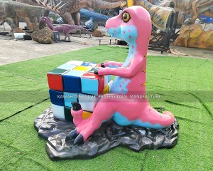Fiberglass Dinosaurs Cube Cartoon Dinosaur Colourful Baby Dino Statue Park Display PA-2021
