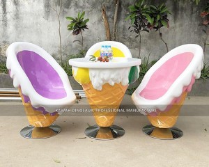 Multicolor Lovely Realistic Fiberglass Ice Cream & Donut Statue for Theme Park Decorations FP-2420