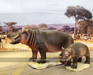 Factory Price Kawah Life Size Artificial Animal Statues Animatronic Hippo for Sale