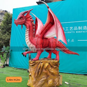 Realistic Animatronic Dragon Model Customized China Factory Supplier Red Dragon Statue AD-2319