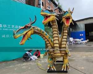 Realistic Three-Headed Animatronic Dragon Statue Customized AD-2302
