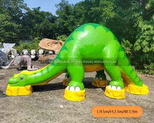 Cute Cartoon Dinosaur Slide Fiberglass Dinosaurs Slide Statue for Children Park PA-2023