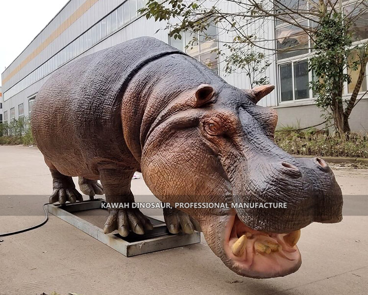 Factory Price Kawah Life Size Artificial Animal Statues Animatronic Hippo  for Sale