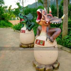 Fiberglass Dinosaur Trash Can H1.5 Meters Dinosaur Outdoor Sculptures