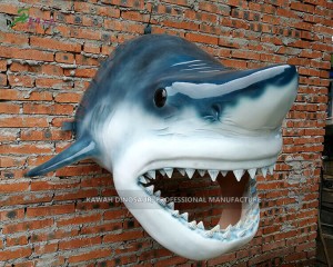 Fiberglass Shark Head Statue Realistic Fiberglass Animals Kawah Factory For Sale FP-2438