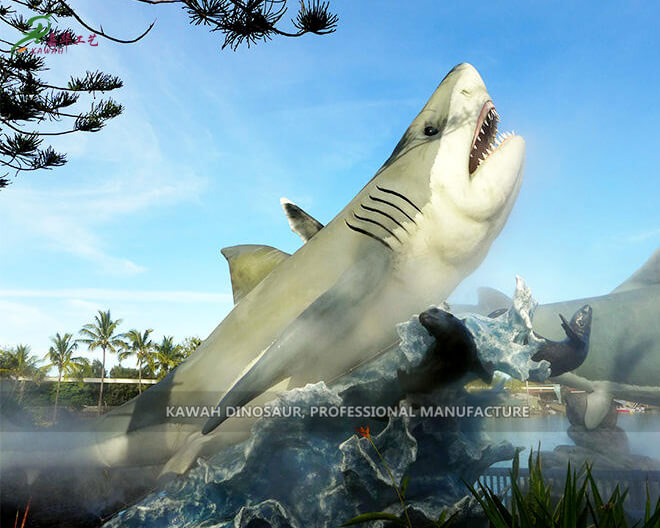 Giant Lifelike White Shark Statue for Ocean Park Decoration AM-1632