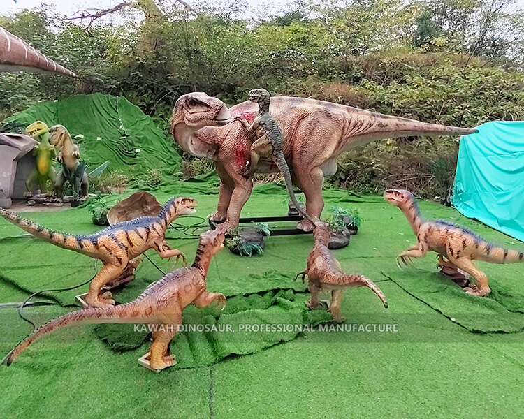 Realistic Dinosaurs Siege Scene Iguanodon Raptor Animatronic Dinosaur Models Kawah Dinosaur Customized AD-184