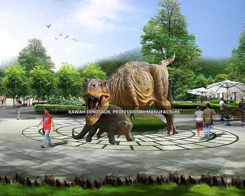 Square dinosaur landscape design