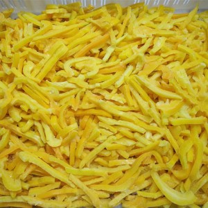 IQF Frozen Yellow Peppers Strips pakkirina tote