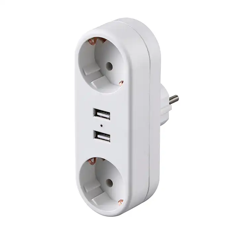 European Travel Plug EU Wall Power Socket Adapter with 2 USB Ports