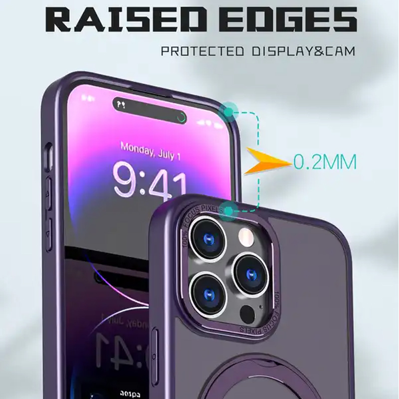 2023 New Luxury 360 Rotating Matte Ring Wireless Charging Case for iPhone 15 Plus Pro Max