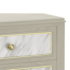 Modern Light Color Elegant Simple Beautiful Marble Nightstand for Bedroom High Class Wood Furniture Manufacturer China Supplier