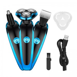 NZ-838 3 in 1 waterproof rechargeable men’s grooming kit with USB cable, li-ion battery and interchangeable blades