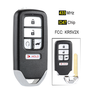 433MHz ID47 Chip FCC: KR5V2X Replacement 4+1 5 Button Smart Remote Key Fob for Honda Piot CR-V Civic 2016 2017 2018 2019