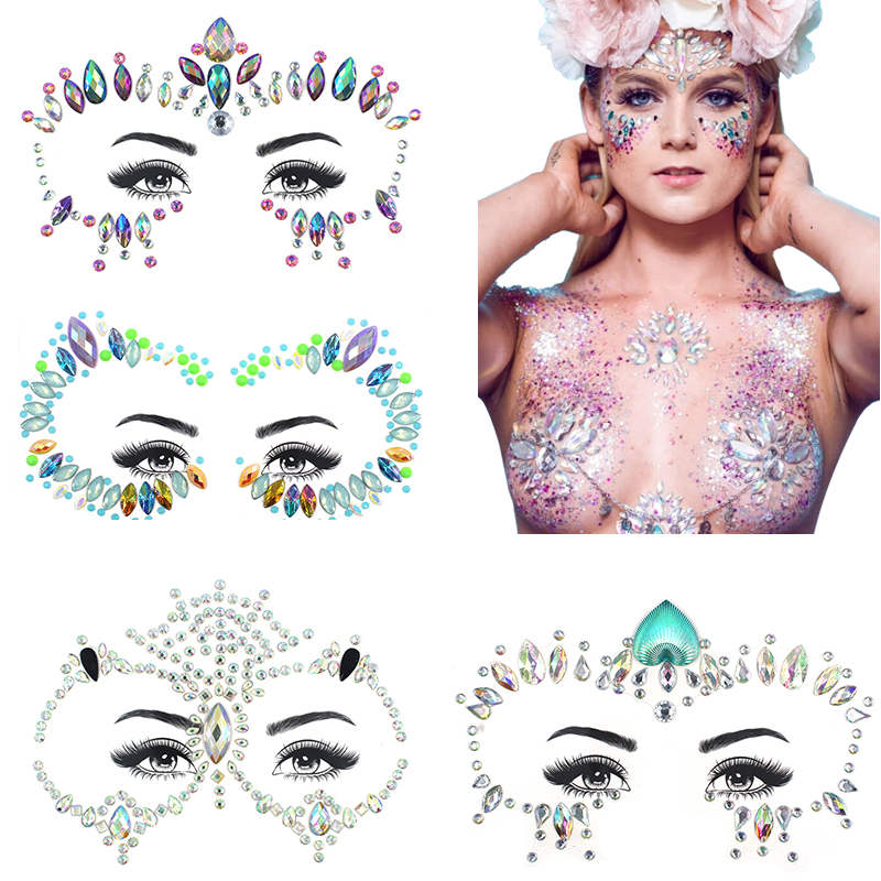 3D Crystal Glitter Face Jewels Tattoo Stickers Women Fashion Face