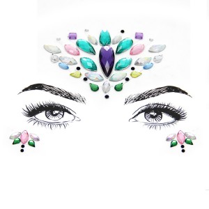 EDM/OEM luxury face rhinestones acrylic face jewel sticker for parties