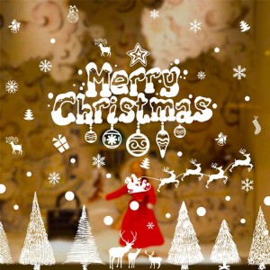4 color printing snowflake Santa Claus Glass Static Cling Christmas Sticker