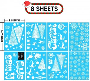 4 color printing snowflake Santa Claus Glass Static Cling Christmas Sticker