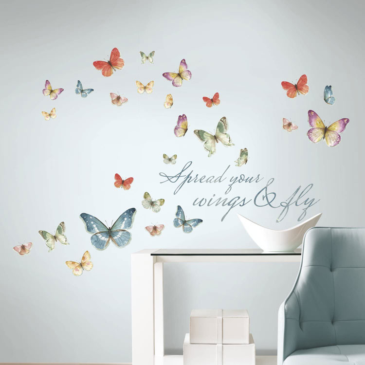Manufacturing Companies for Crystal Face Sticker - Kids Nursery Bedroom Living Room Butterflies Wall Stickers – Youlian