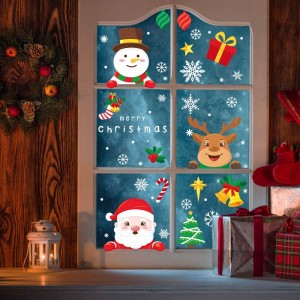 Removable washable self-adhesive Christmas window cling sticker for decoration