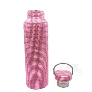 Customized colorful bling diamond rhinestone stainless steel water bottle for business gifts