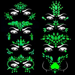 luminous glow in the dark face gems tattoo sticker for party