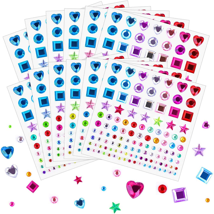 DIY Flatback Multi Color Gemstone Embellishments Sticker Sheets Assorted for Makeup and Crafts Featured Image