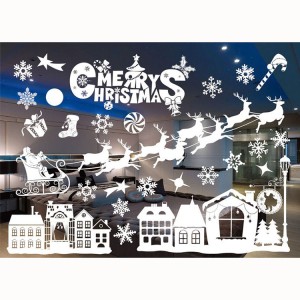 Waterproof reusable static decals removable clear Christmas window cling sticker