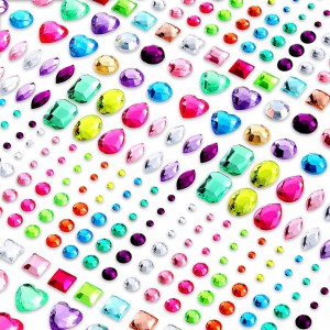 DIY Flatback Multi Color Gemstone Embellishments Sticker Sheets Assorted for Makeup and Crafts