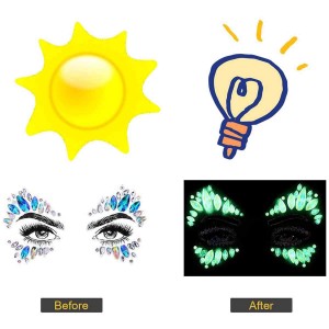 luminous glow in the dark face gems tattoo sticker for party