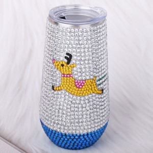 Small size customized luxury stainless steel water bottle rhinestone tumbler for kids