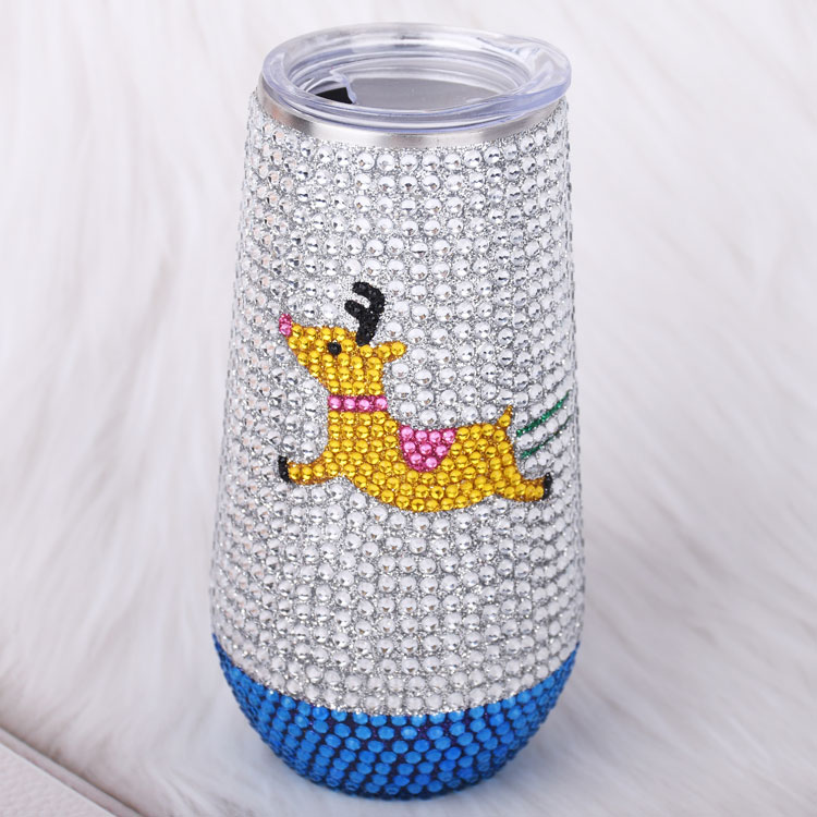 Small size customized luxury stainless steel water bottle rhinestone tumbler for kids Featured Image