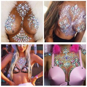Acrylic Eco-friendly Breast Rhinestone Festival Party Rave chest Jewels Stickers