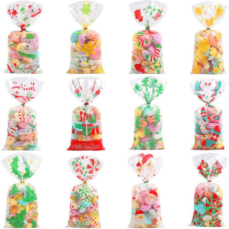 Low MOQ for Silicon Sticker - Christmas Treat Bags Plastic OPP Goodie Bags With Ribbon – Youlian