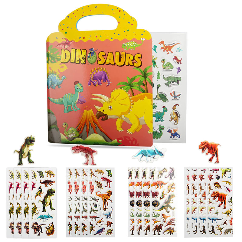 Popular Design for Bling Thermal Water Bottle - Educative removable dinosaur reusable sticker book for kids – Youlian