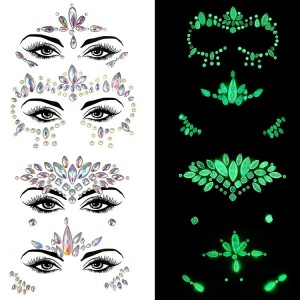 Glow in the Dark Rhinestone Face Tattoos Sticker for Makeup Masquerades