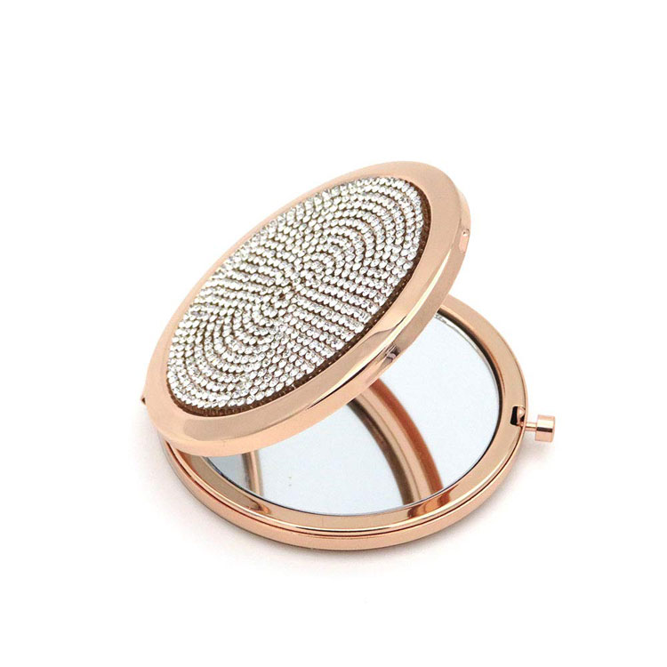 New Fashion Design for Pvc Wall Decor - Luxurious Handheld Make Up Rhinestone Magnifying Compact Daul Sided Mirror for Purse and Pocket – Youlian