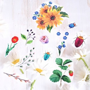 Watercolor Flowers Multi-Colored Mixed Style Body Art Temporary Transfer Stickers