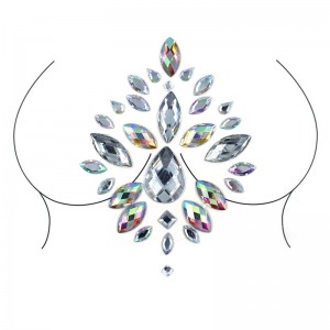 Flatback Rhinestone Stickers Acrylic Crystal Gem Stickers Waterproof Breast Jewelry Rhinestone For Festival