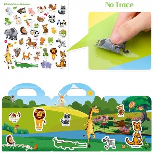 My bodies, Space, Animals Themes Reusable Silicone/TPE/TPU Sticker Books for Toddlers