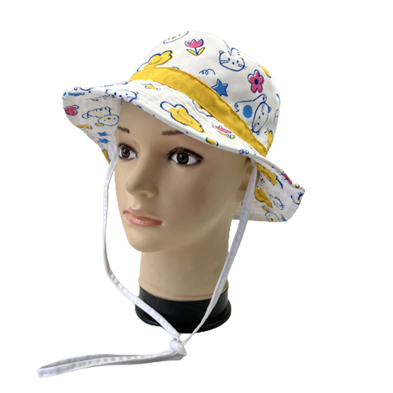 China Custom Sunscreen Sunshade Kids Bucket Hat with Full Printing Pattern  factory and manufacturers