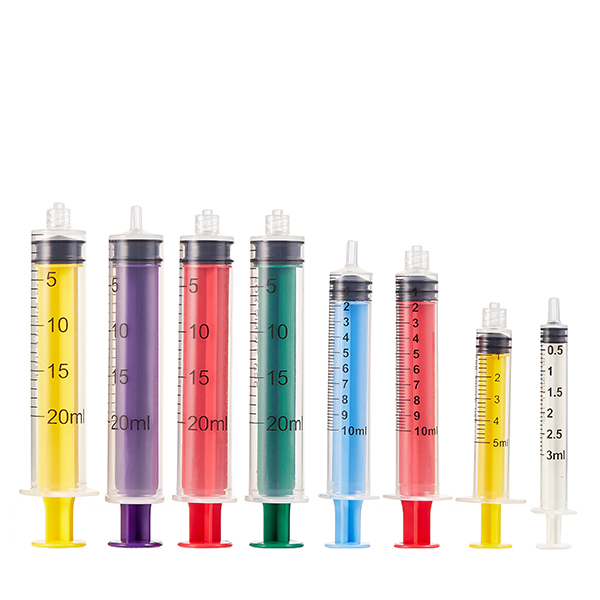 Disposable PP Colored Syringe Colored plunger Syringes (Red, Yellow, Green, Blue, Purple)