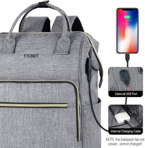 Travel Laptop Backpack with USB Charging Port for Women School College Students Backpack Fits 15.6 Inch Laptop