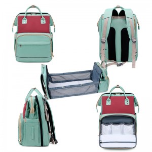 Hot Sale Large Capacity Baby Diaper Bag for Mother Oxford Waterproof Fashion Multi-Functional Nappy Bag Diaper with Bed