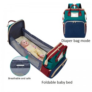 Waterproof Folding Baby Sleeping Bed Mommy Bag Backpack Baby Diaper Bag