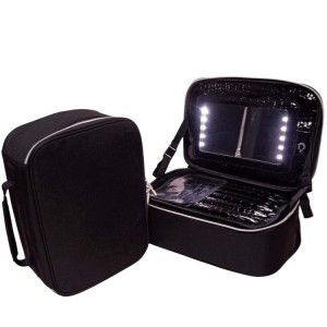 Large Travel Cosmetic Brush Storage Bag, Cosmetic Bag With Mirror
