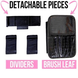 Large Travel Cosmetic Brush Storage Bag, Cosmetic Bag With Mirror