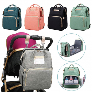 Travel Big Bag Diaper Bag for a Girl or Boy – Waterproof – Changing Station with Portable Crib