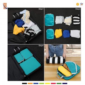Multi-piece Compression Packing Cubes, foldable waterproof clothes storage bag travel organizer